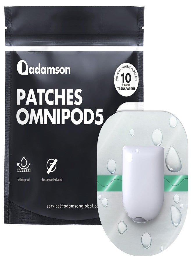 Adamson Omnipod 5 Overpatches – 10 Waterproof Omnipod 5 Adhesive Patches, Sweatproof & Skin-Friendly, No Glue on Center, Easy to Apply & Remove, Secure Hold for Active Lifestyles – Transparent - Image 1